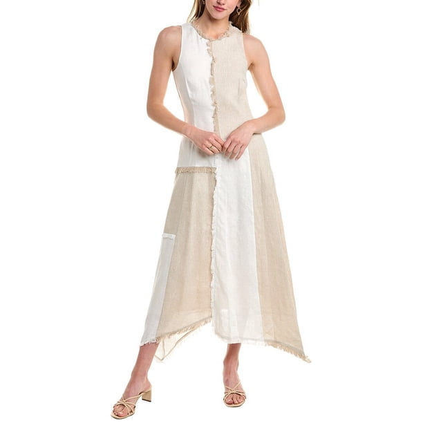 Nicholas womens Thalassa Patchwork Fringe Linen Midi Dress, 0, Brown -  Walmart Business Supplies