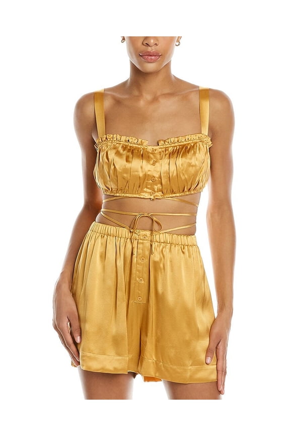 womens Tracy Silk Crop Top, 8, Brown