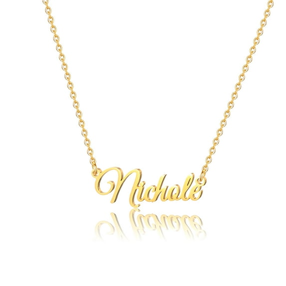Nichole Name Necklace Personalized, Gold Plated Custom Name Necklace Charm Jewelry Gift for Women