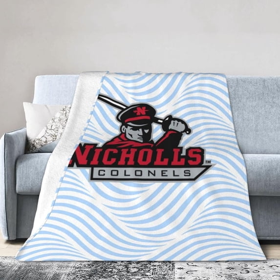 Nicholls State University Logo Fleece Blanket, Very Soft Microfiber Flannel Blanket for Couch Warm and Cozy for All Seasons
