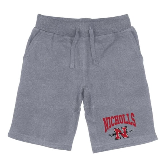 Nicholls State University Mens Premium Shorts, Heather Gray - Medium