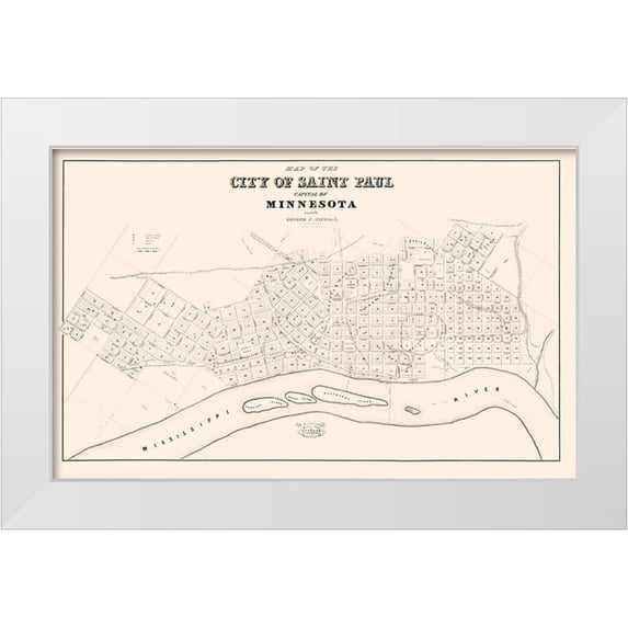 Nichols 24x17 White Modern Wood Framed Museum Art Print Titled - St Paul Minnesota - Nichols 1852