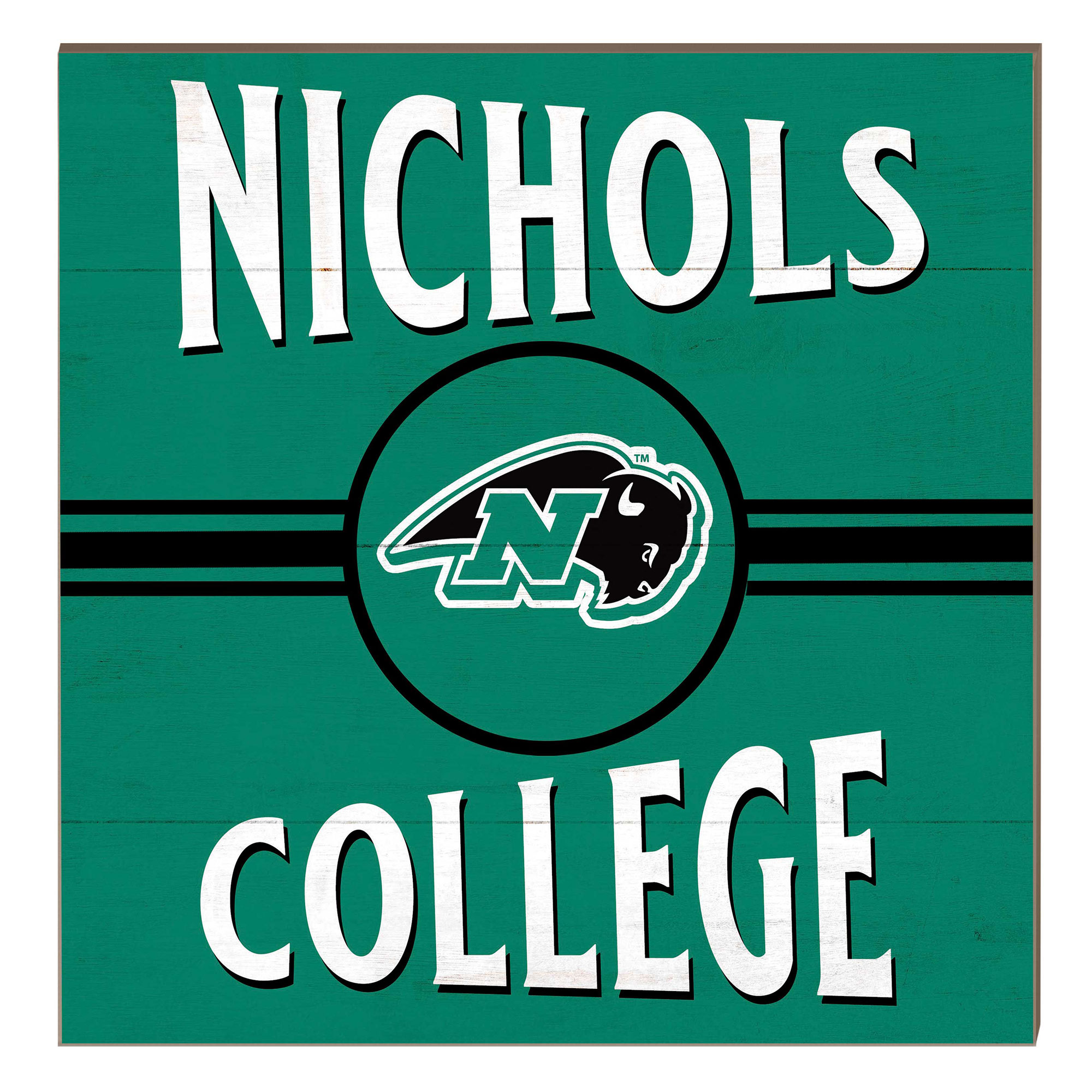 Nichols College Bison 10" x 10" Retro Team Sign