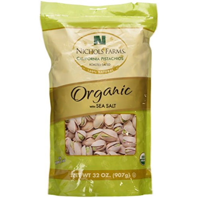 Nichols Farms California Pistachios Roasted Salted, Organic with Sea Salt, 32-ounce bag