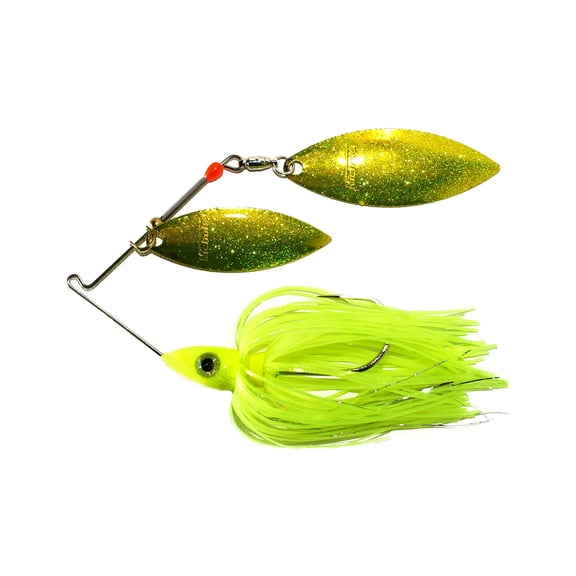 Nichols Lures Pulsator Metal Flake Double Willow Spinnerbait, Transparent Chartreuse, 1/2-Ounce