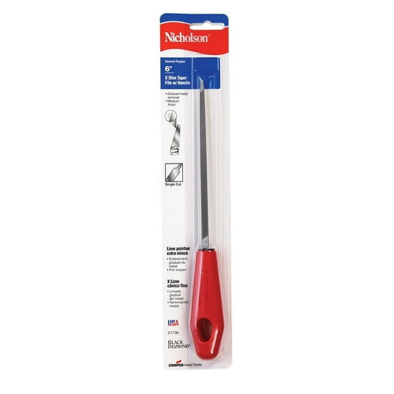 Nicholson Single/Triangular Extra Slim Tapered Taper File 6 in. L American