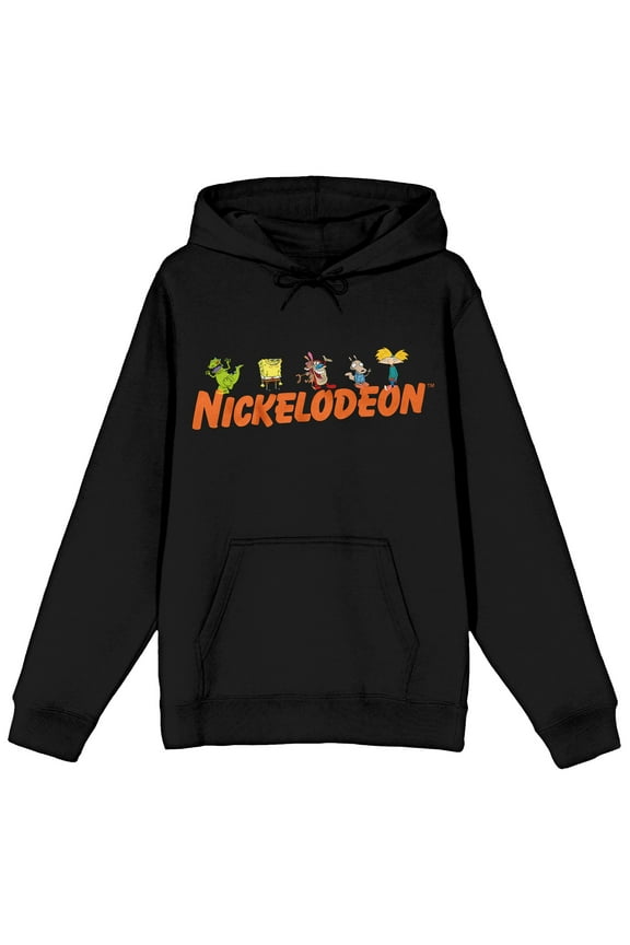 Nick '90s Nickelodeon Characters Long Sleeve Black 's Hooded Sweatshirt-5XL