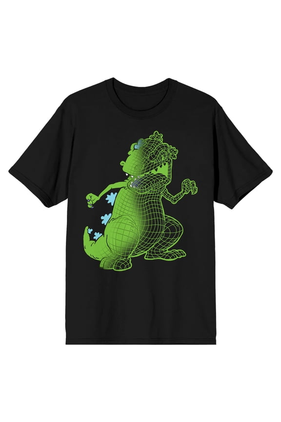 Nick '90s Wire Frame Reptar Crew Neck Short Sleeve Men's Black T-shirt-3XL