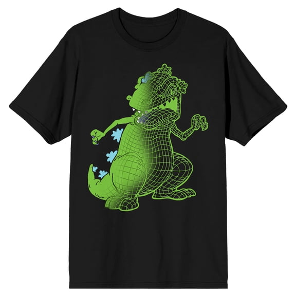 Nick '90s Wire Frame Reptar Crew Neck Short Sleeve Men's Black T-shirt-XS