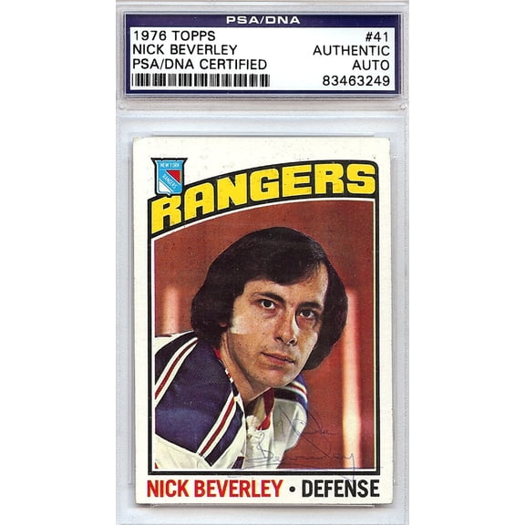 Nick Beverley Autographed 1976 Topps Card #41 New York Rangers PSA/DNA #83463249