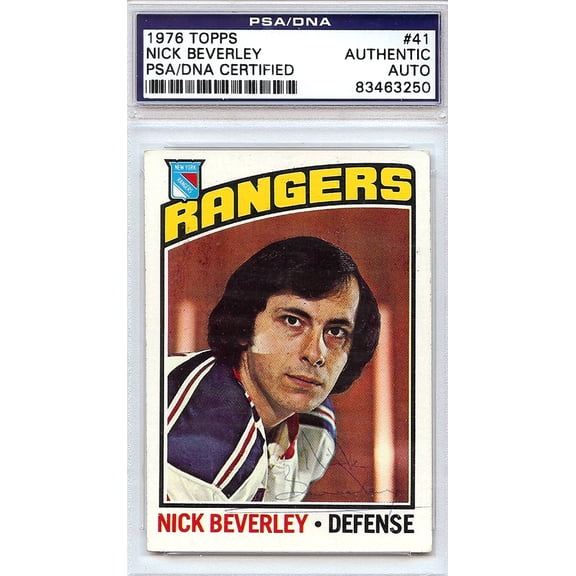 Nick Beverley Autographed 1976 Topps Card #41 New York Rangers PSA/DNA #83463250