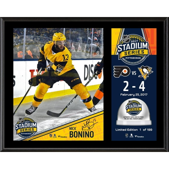 Nick Bonino Pittsburgh Penguins 12" x 15" 2017 Stadium Series Sublimated Plaque with Game-Used Ice - Limited Edition of 199 - Fanatics Authentic Certified