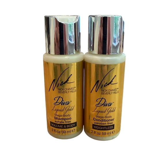 Nick Chavez Diva Liquid Gold Mega-Body Shampoo and Conditioner sulfate free 2 oz each
