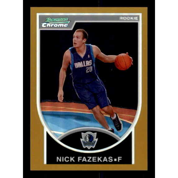 Nick Fazekas Rookie Card 2007-08 Bowman Chrome Refractors Gold #130