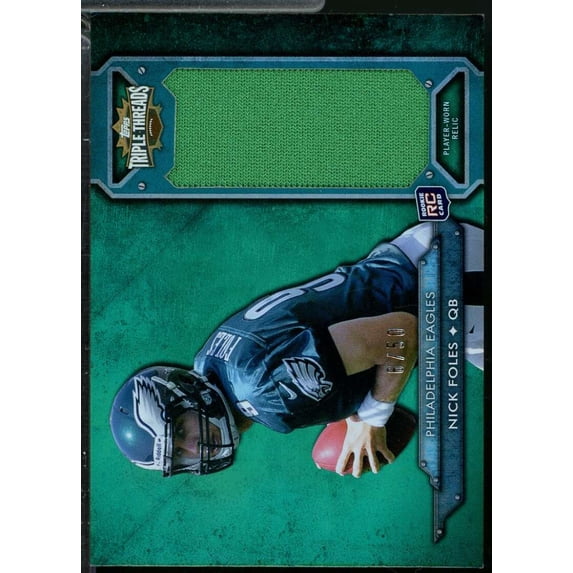 Nick Foles Rookie 2012 Topps Triple Threads Jumbo Jersey Relics Emerald /50 #39