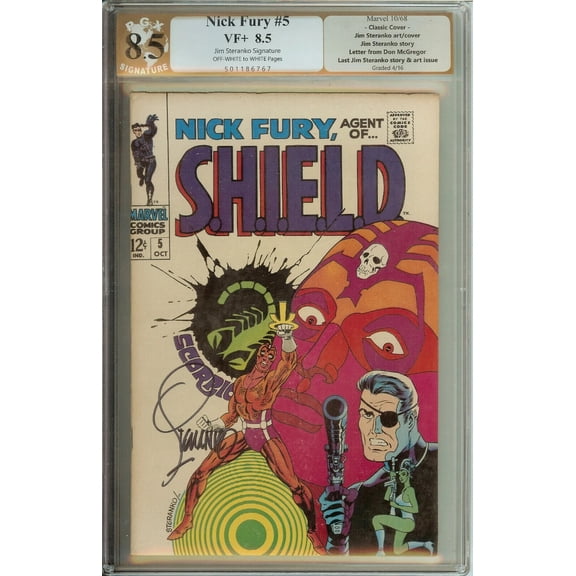 Nick Fury Agent of SHIELD #5 PGX 8.5 not CGC Signed Steranko