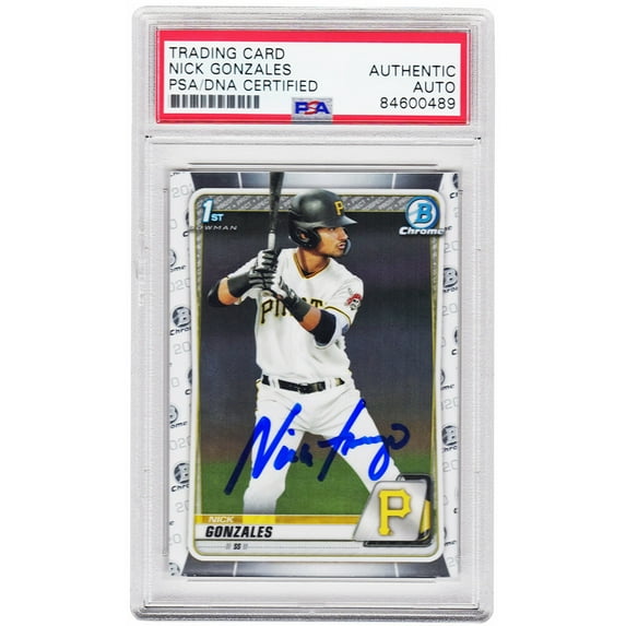 Nick Gonzalez Signed Pittsburgh Pirates 2020 Topps Bowman Chrome Baseball Rookie Card #BD-81 (PSA/DNA Encapsulated)