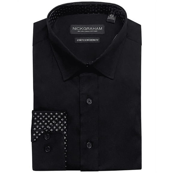 Nick Graham BLACK Men's Modern Fit Dress Shirt, M/M 15.5 32/33