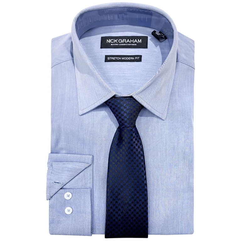 nick graham men's dress shirt with neck tie Nick Graham Mens Spread Collar Long Sleeve Shirt + Tie Set, Color: Purple