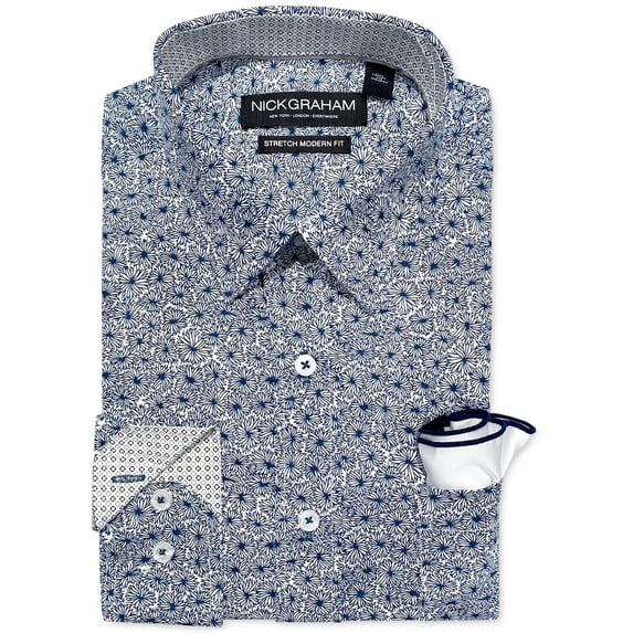 Nick Graham Mens Printed Cotton Dress Shirt