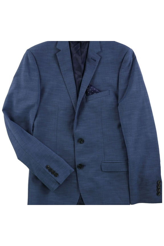 Mens Slim Fit Stretch Two Button Blazer Jacket, Blue, 36 Regular