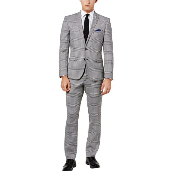 Nick Graham Mens Slim-Fit Stretch Two Button Formal Suit blkwht 40x32