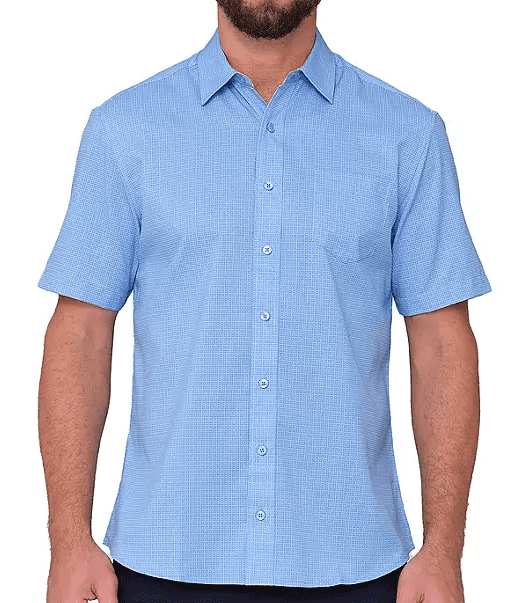 Nick Graham Performance Stretch Sport Short Sleeve Woven Shirt (Blue XL)