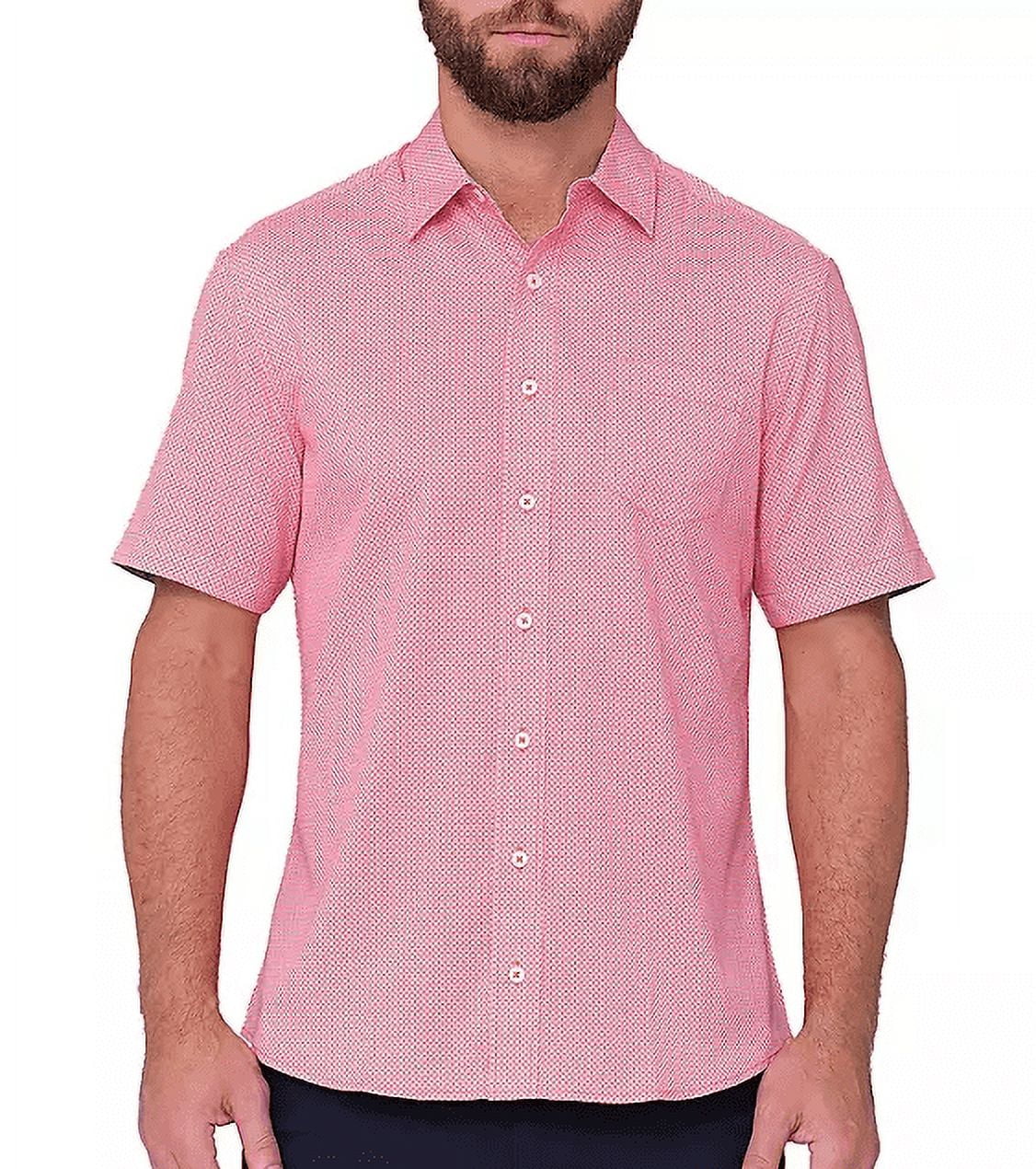 NICK GRAHAM Performance Stretch Sport Short Sleeve Woven Shirt (Orange, Small)