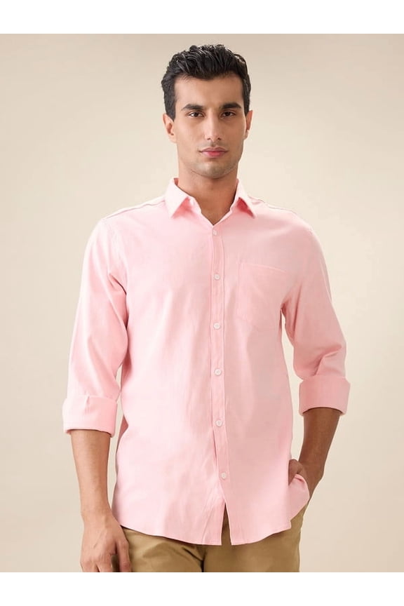 Mens 100% Cotton Slim Fit Plain Oxford Weave Shirt