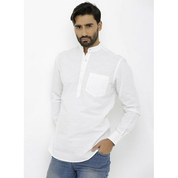 Nick&Jess Mens Slim Fit Three Button Slub Kurta Shirt