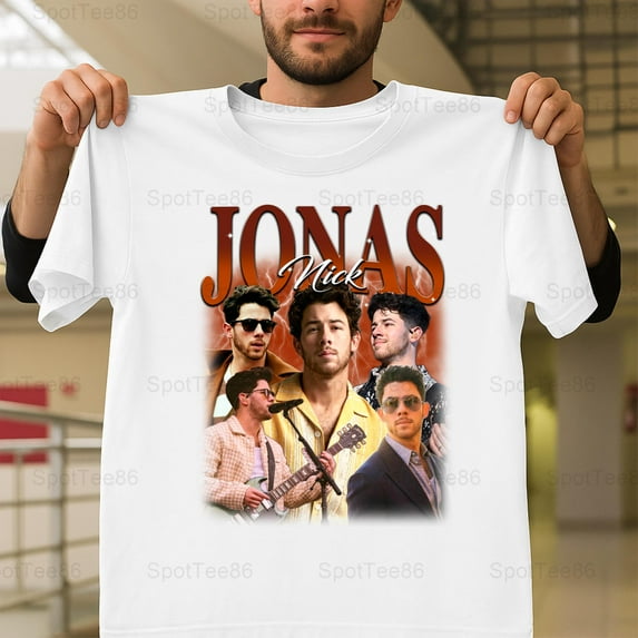 Nick Jonas Vintage Retro Style Pop Star Music Fan Graphic G252 Unisex T-Shirt, Up to Size 5XL