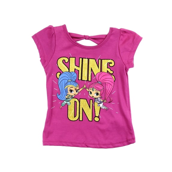 Nick Jr Little Girls' Toddler Shimmer and Shine Bow Back Tee, Magenta (4T)