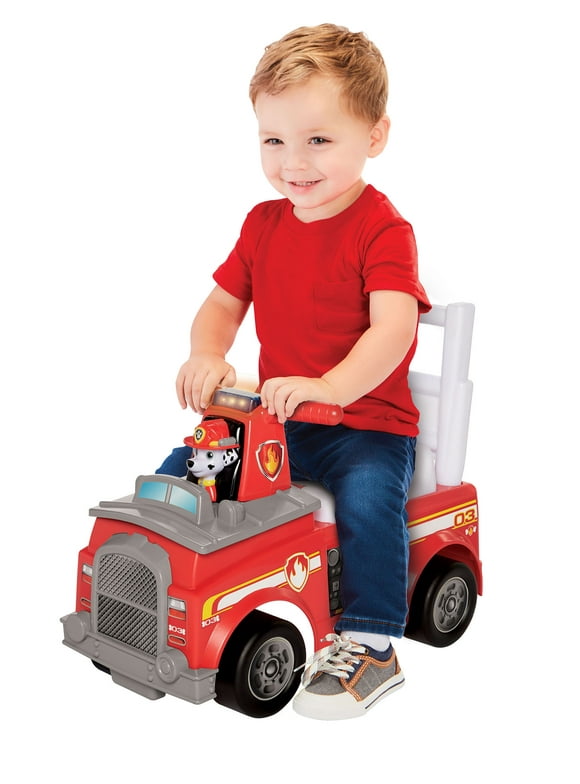 Paw Patrol Marshall Fire Truck Kids' Push Ride-On with Lights and Sounds for Ages 2 to 4 Ages