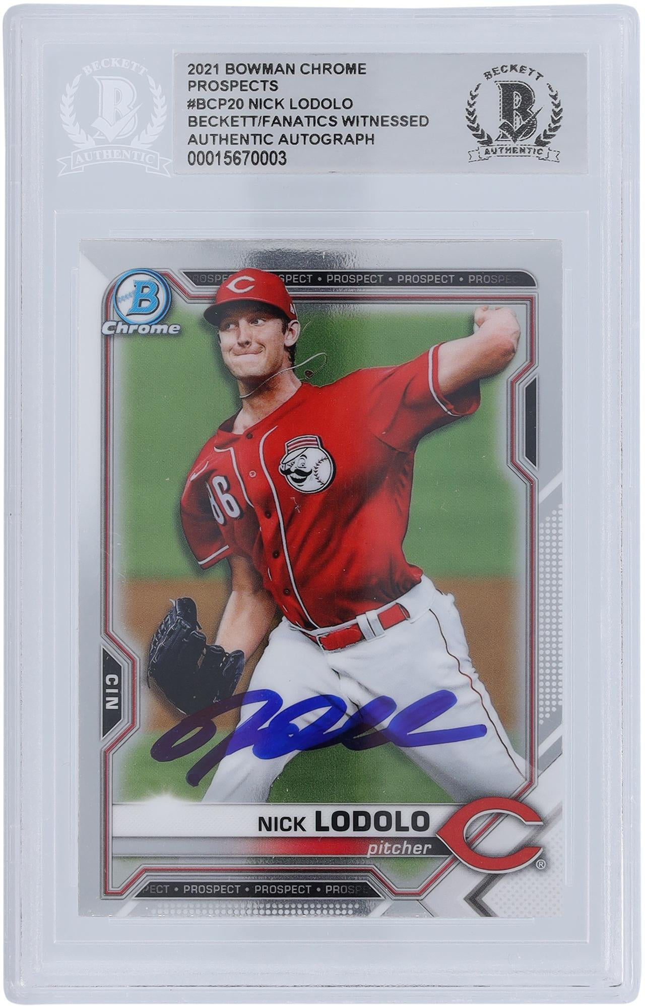 PSA10 Auto Nick Lodolo 1st Bowman Chrome 2021 Bowman Chrome Baseball