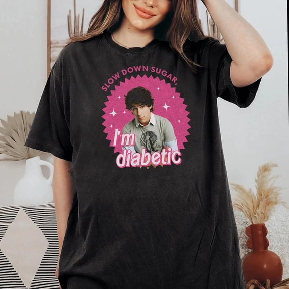 Nick Slow Down Sugar I'm Diabetic Shirt, Vintage 20th Anniversary of Jonas Shirt, In My Jonas Era T-Shirt, Gifts for Her Brother Concert Tee,Black Color,Size M