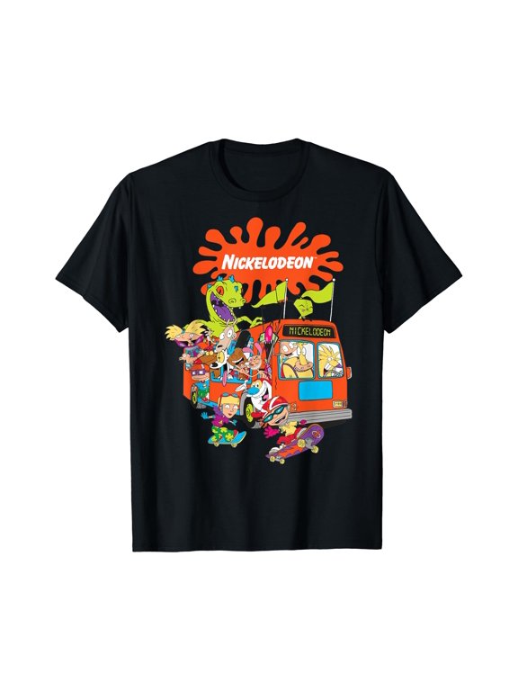 Nick Splat Logo With Party Bus All Characters T-Shirt , Vintage T-Shirt