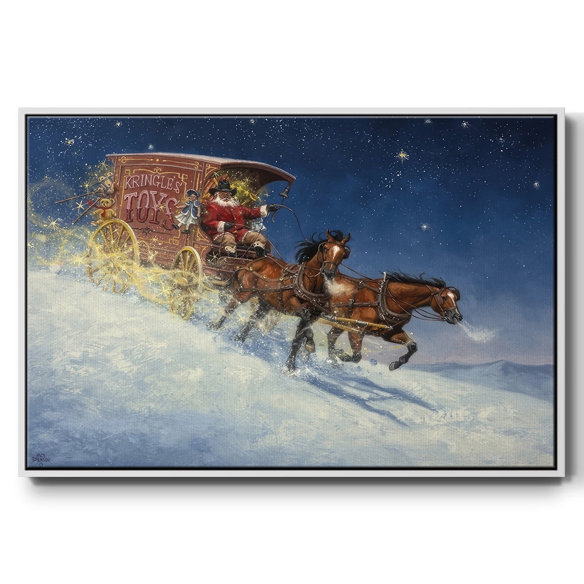 Nick of Time - Framed Gallery Wrapped Holiday Canvas - 27 x 41 - White Frame