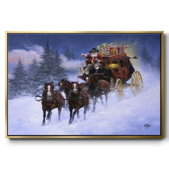 Nick's Express - Framed Gallery Wrapped Holiday Canvas - 17 x 25 - Gold Frame