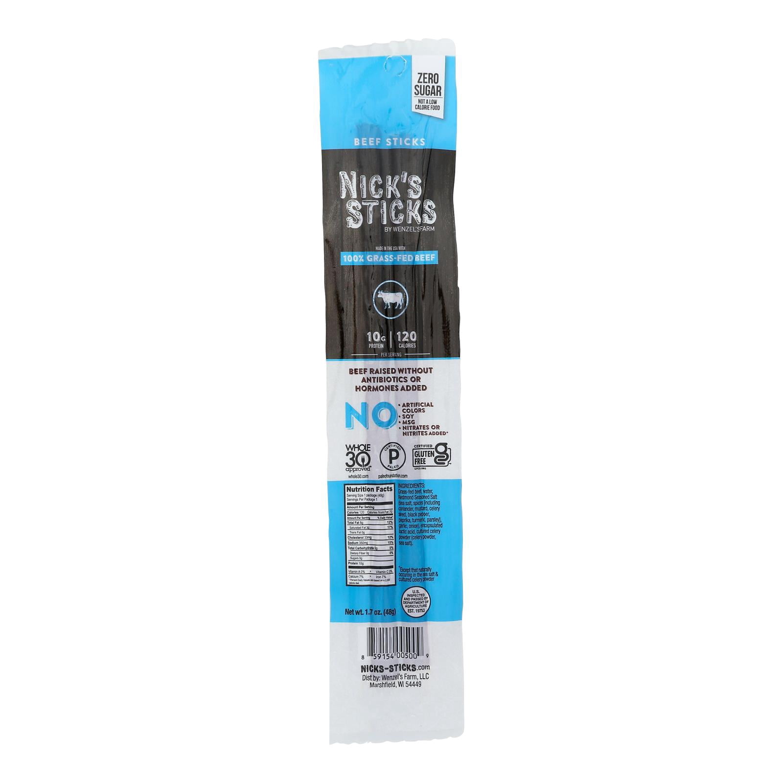Nick's Sticks Snack Sticks - Beef - Case of 25 - 1.7 oz.