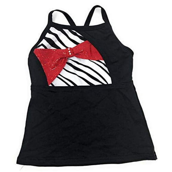 Nickanny's Girls Fashion Long Cross Back Designer Tank Top Shirt for Gymnastic and Dance Wear (I, Zebra)