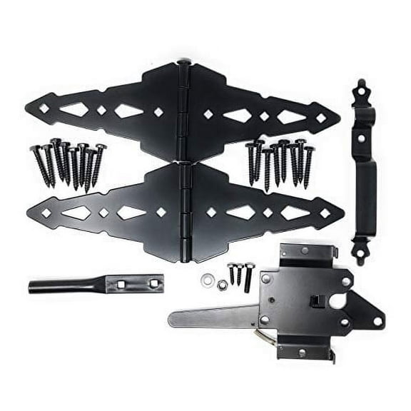 Nickanny's Heavy Duty Kit For Fence Swing Gate- Outdoor Decorative Black Finish