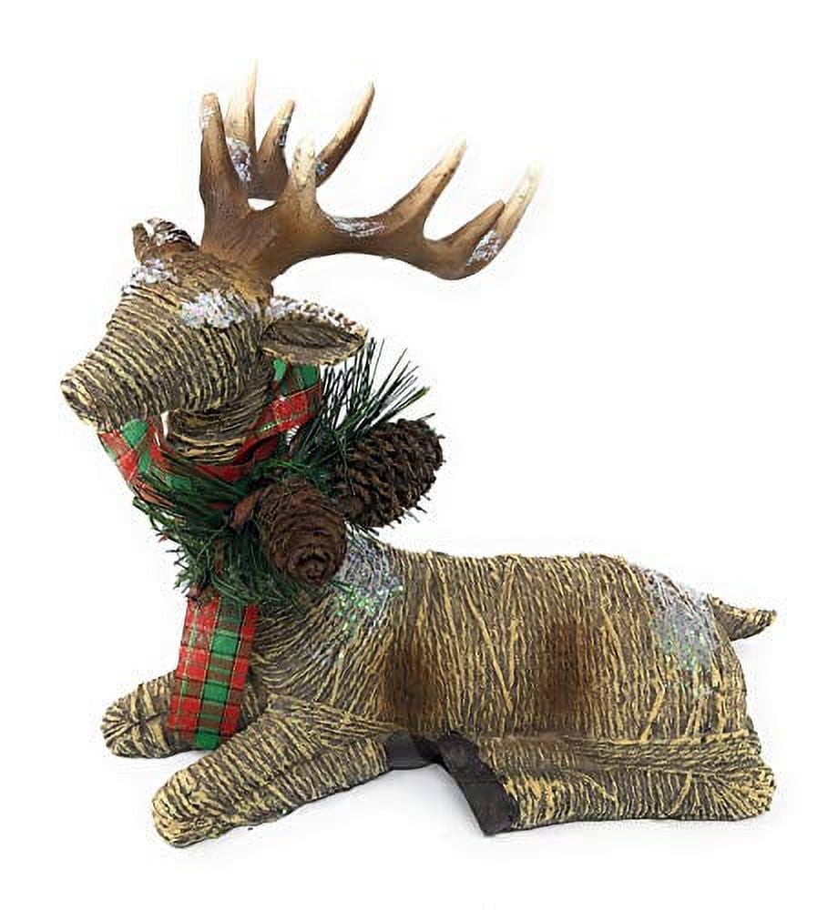 Nickannys Resting Christmas Bow Deer Tabletop (9 in Brown Deer)