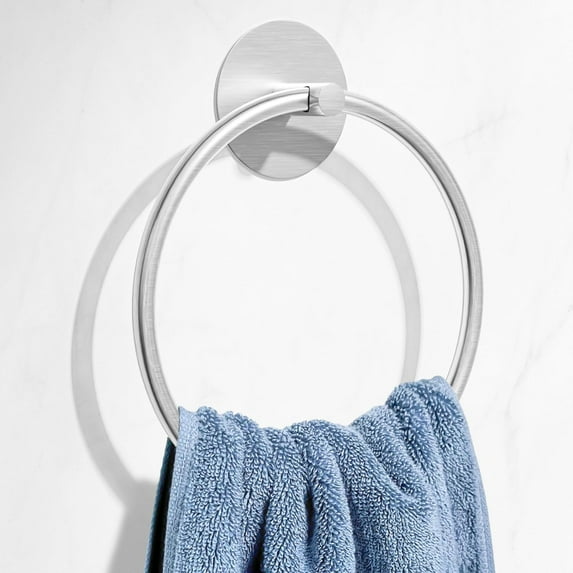 Nickel Brushed Bathroom Towel Ring - SUS304 Stainless Steel Bathroom Towel Rack,Adhesive Wall Mounted Hand Towels Holder, Towel Hanger for Bathroom Organizer, Kitchen Storage