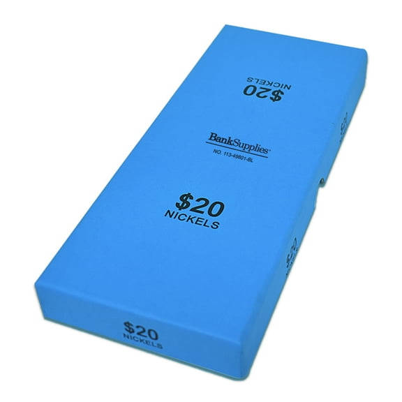 Nickel Chip Board Coin Storage Box - Blue - $20 Capacity - Coin Holder