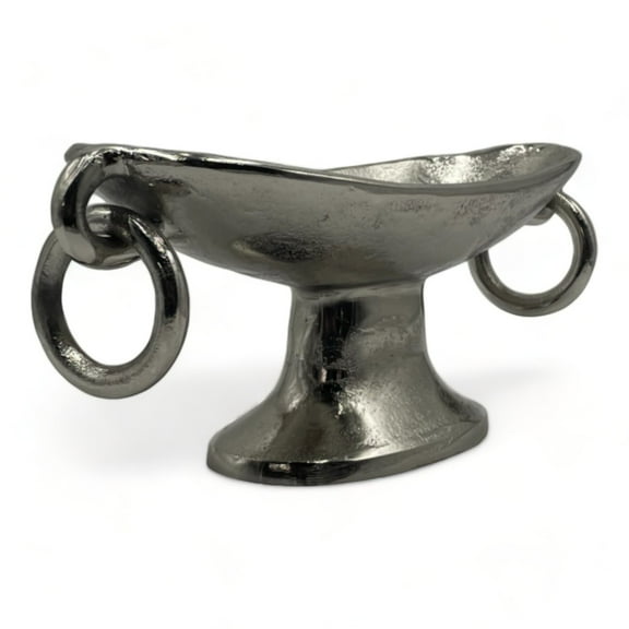 Nickel Decorative Aluminum Metal Pedestal Bowl Home Decor 15.5 in x 5.5 in x 5.5 in, by 90210 Kitchen and Bath