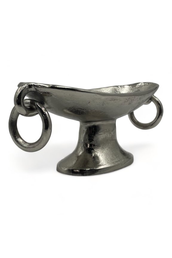 Nickel Decorative Aluminum Metal Pedestal Bowl Home Decor 15.5 in x 5.5 in x 5.5 in, by 90210 Kitchen and Bath