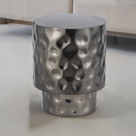 Nickel End Table - Hand-Hammered, Modern Design for Any Room