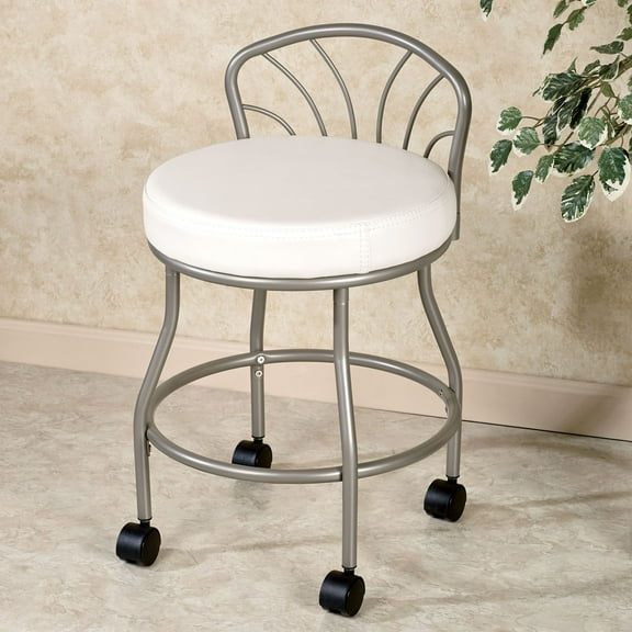 Nickel Flare Back Powder Coat Steel Cushioned Vanity Chair