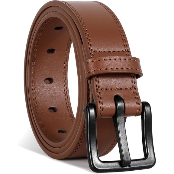 Nickel Free Leather Belt for Men, TSA Approved Non Metal Men’s Belt for Jeans with Hypoallergenic Buckle