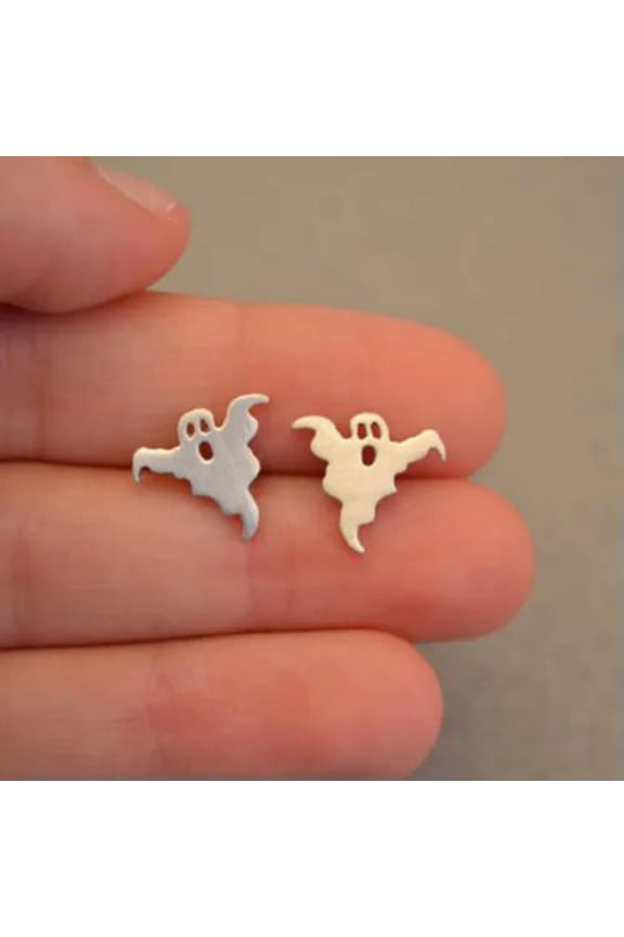 Nickel Gold Silver Ghost Ear Studs Tiny Earrings Funny Halloween Jewelry Gift